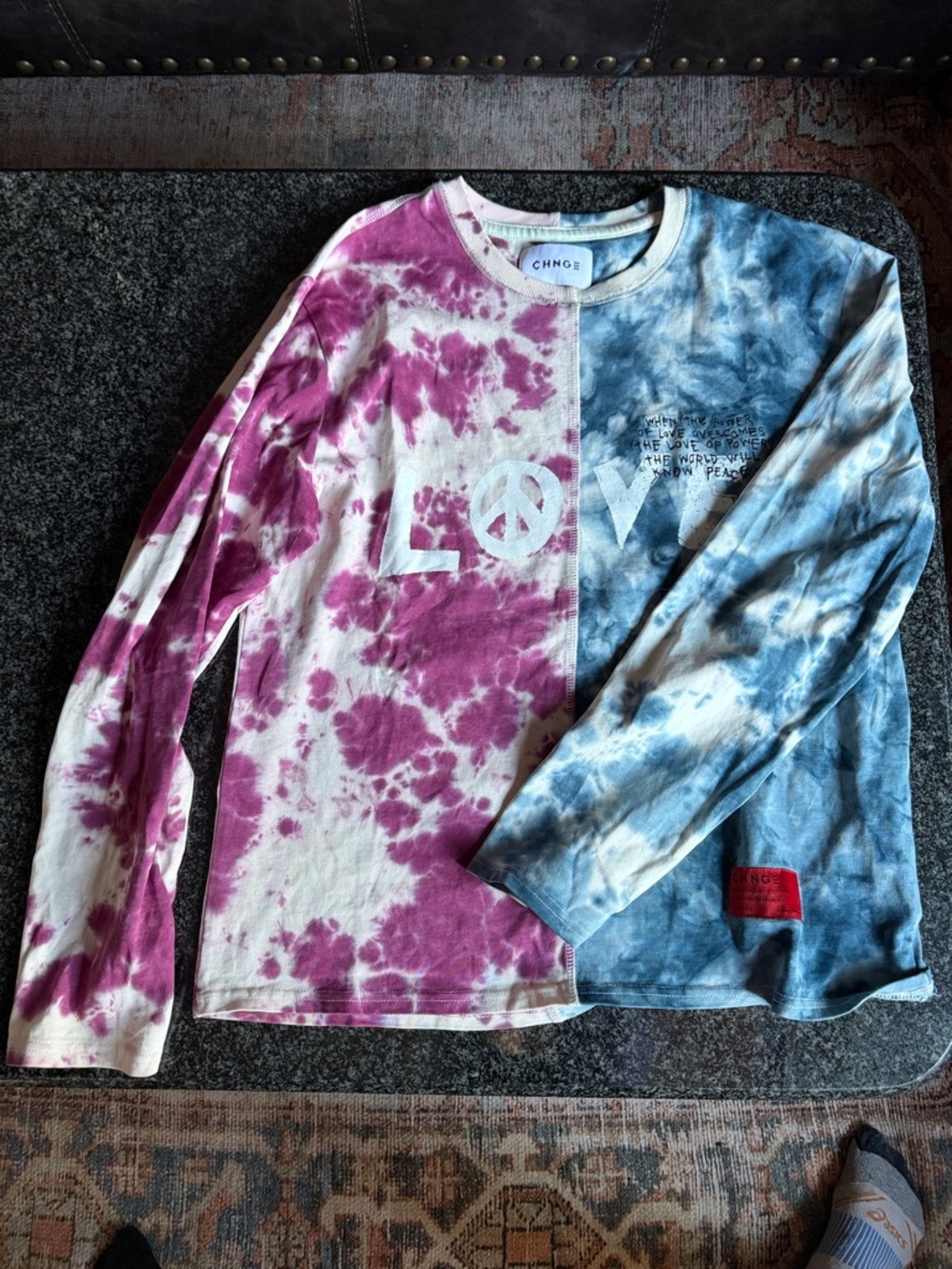 CHNGE Kids' Split Tie-Dye Long-Sleeve Tee - Pink & Blue